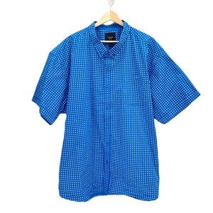 Six Lincoln New York Royal Blue White Short Sleeve Button Down Shirt Sz. 4XL NWT